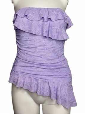 Electric Behaviour Lilac Ruffle Strapless Asymmetrical Top Size XS